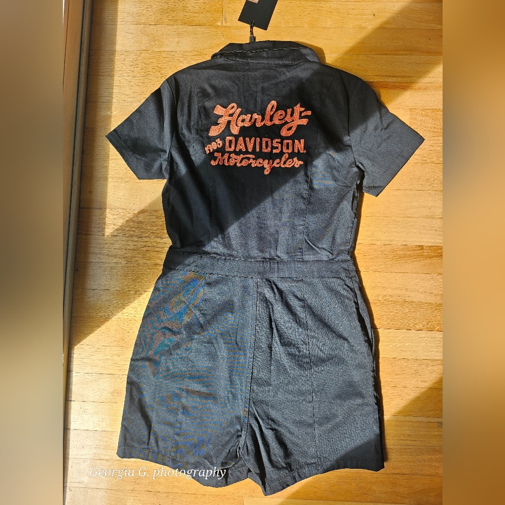 Harley Davidson Flag girl jumpsuit shorts M